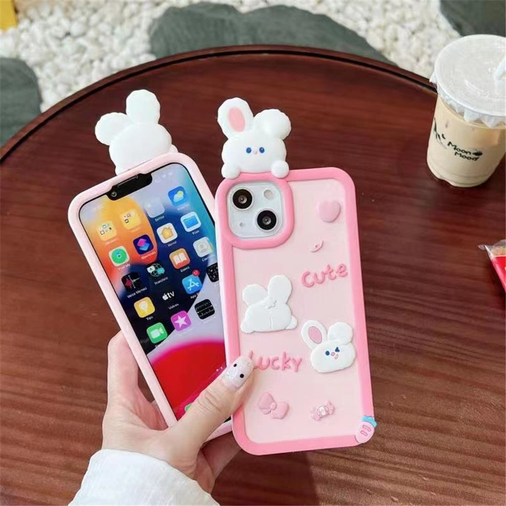 Fundas para iPhone con diseño de conejito y oso