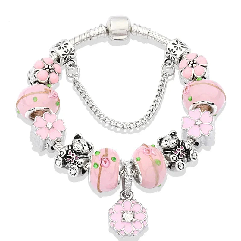 Bracelets à breloques roses Kawaii
