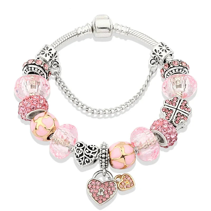 Bracelets à breloques roses Kawaii