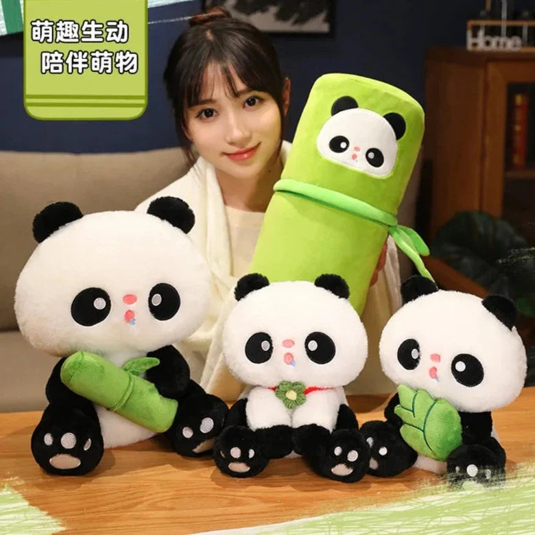 Peluches panda en bambou