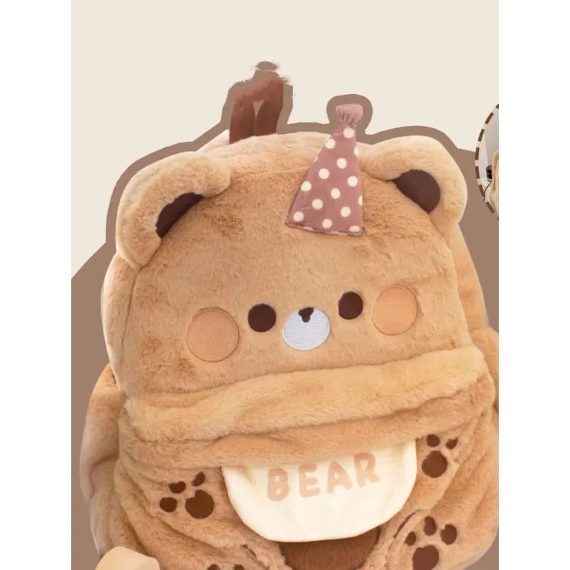 Sac à dos en peluche ours brun