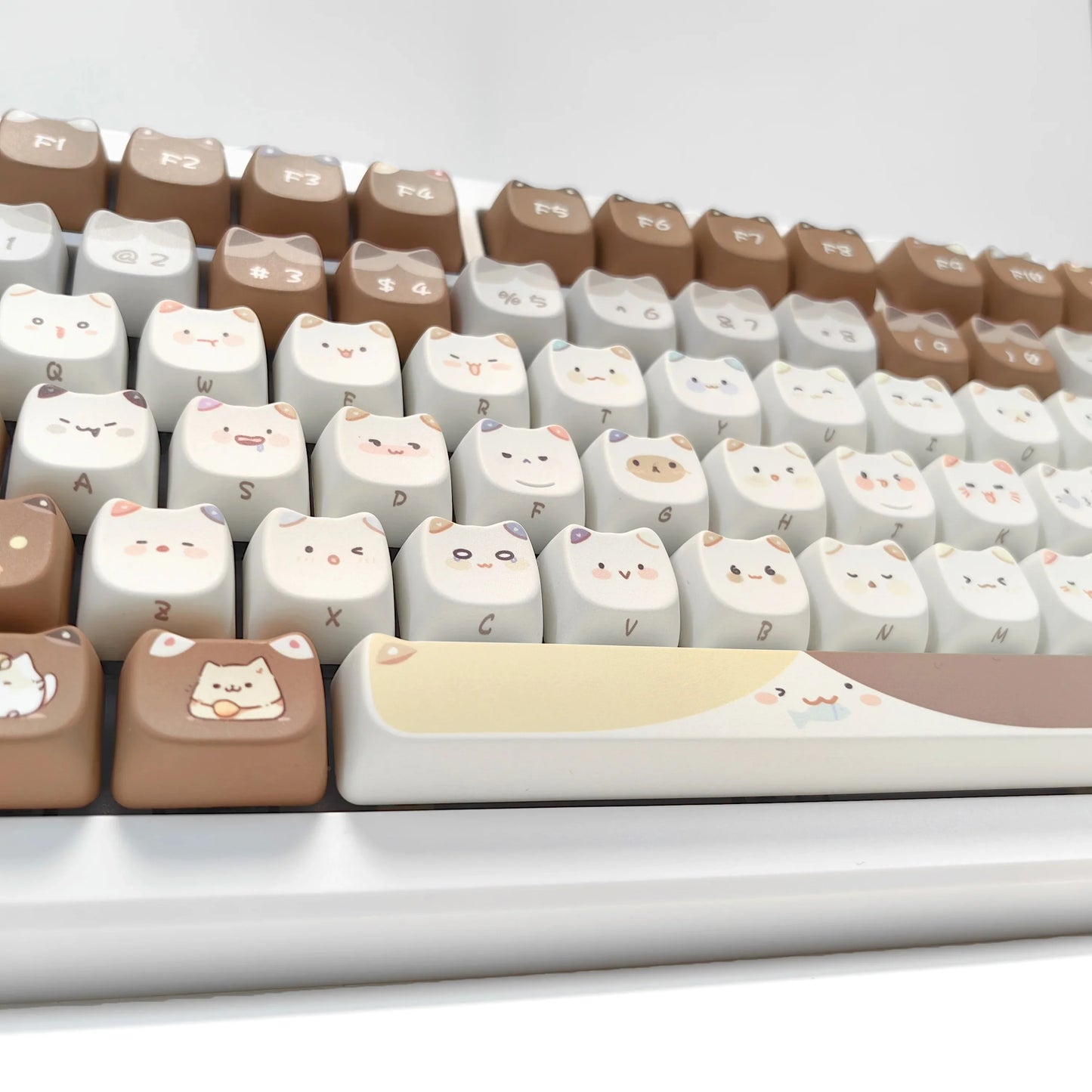 Juego de teclas de teclado con diseño de gato kawaii