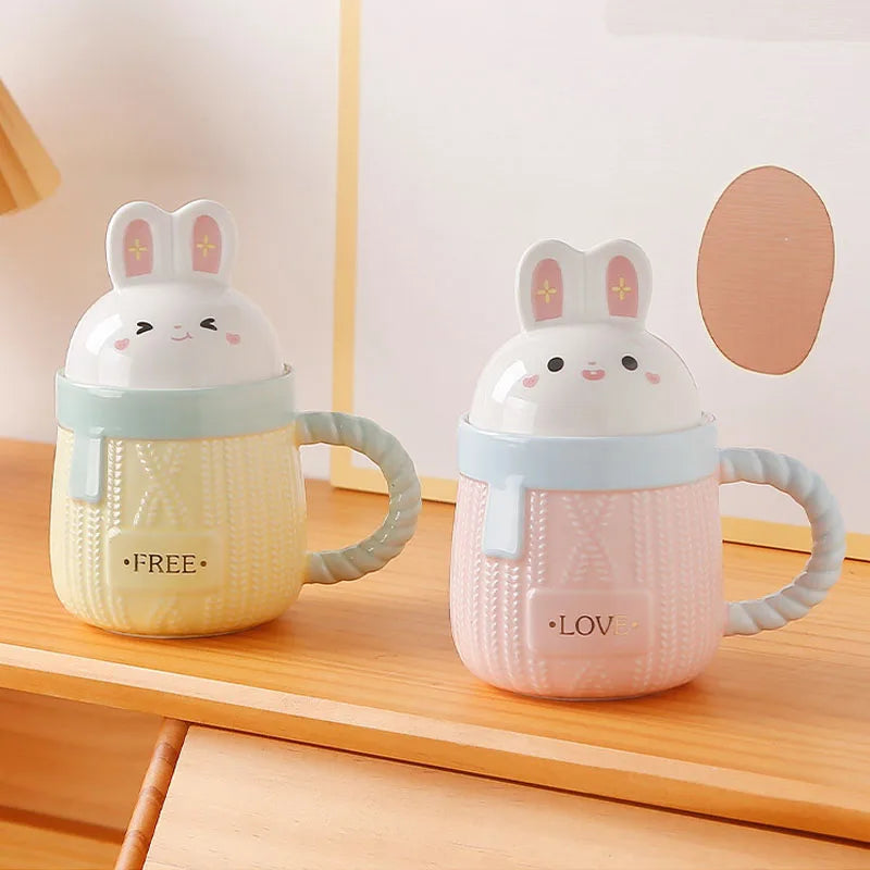 Tasses en céramique lapin pastel