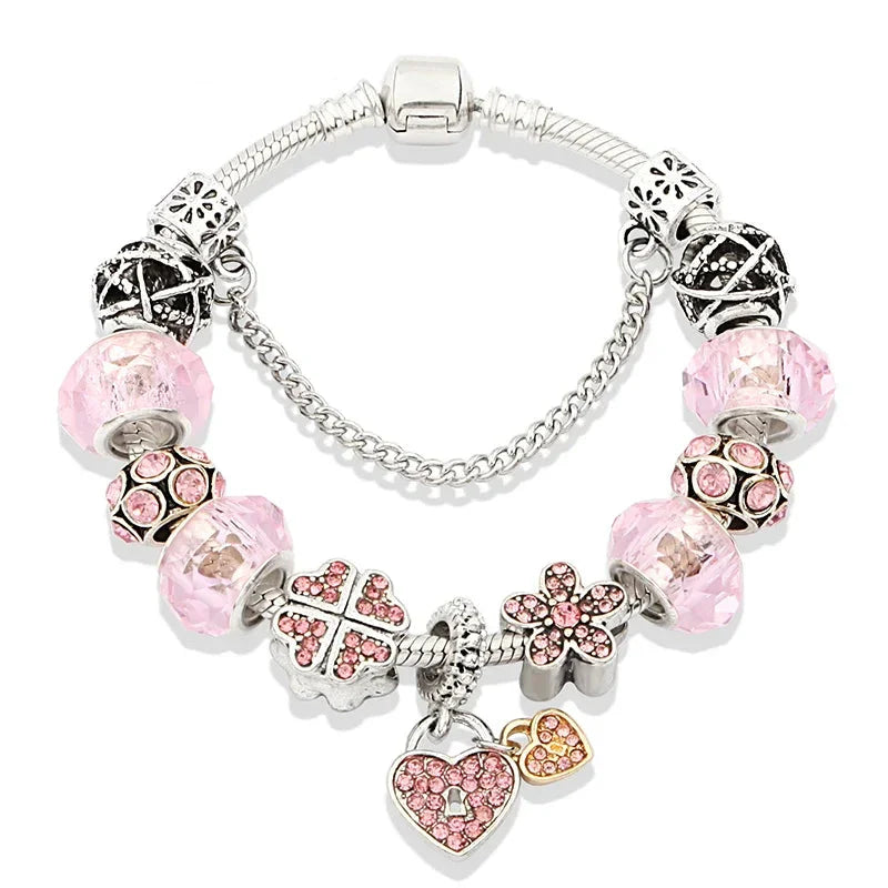 Bracelets à breloques roses Kawaii