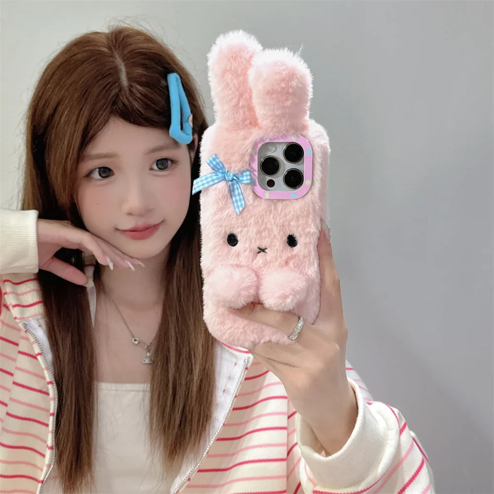 Coque iPhone en peluche lapin kawaii