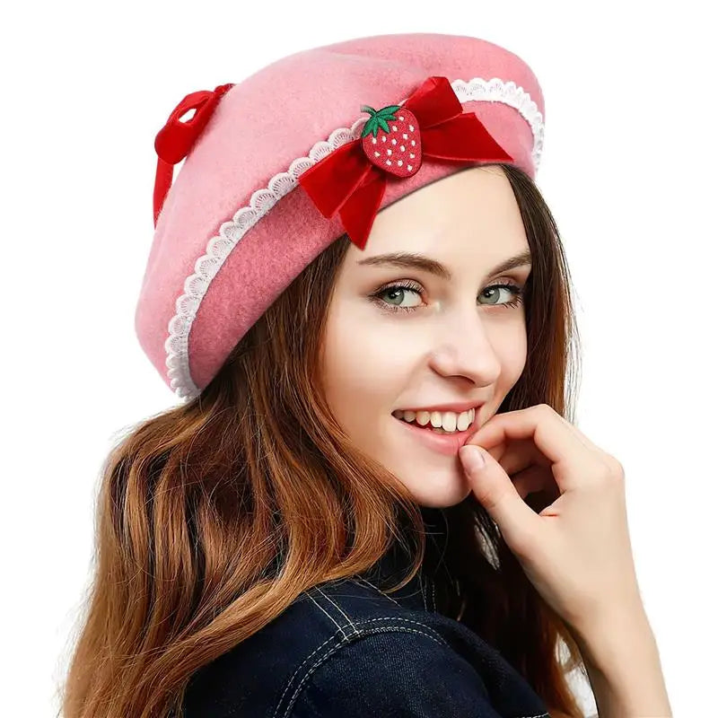 Béret rose à la fraise