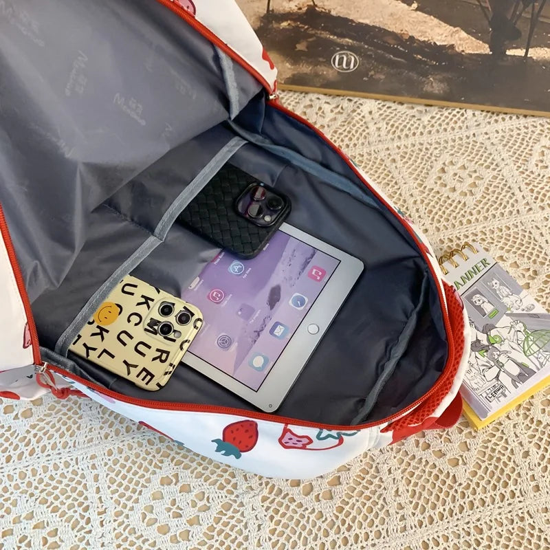 Sac à dos imprimé fraises blanches et rouges
