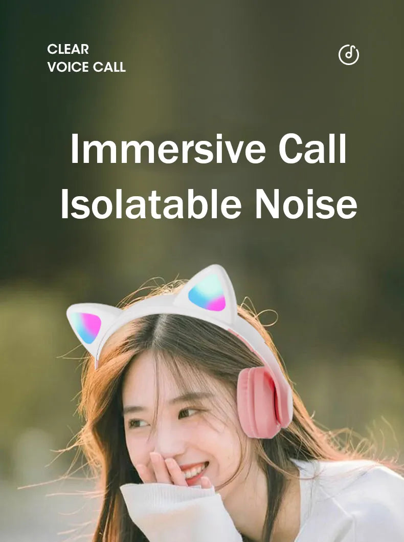 Casque de jeu à oreilles de chat avec lumières LED
