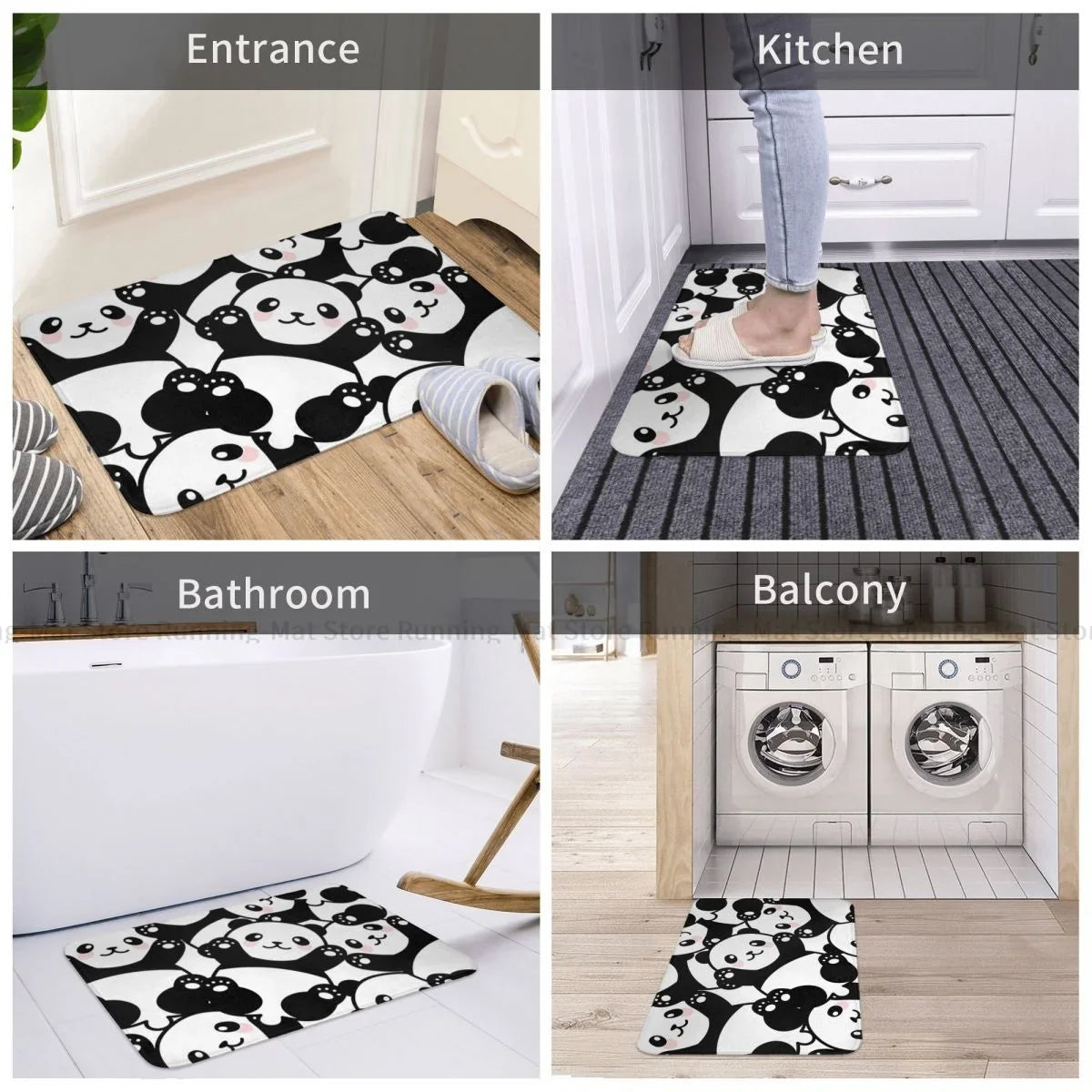 Tapis de bain antidérapant Pandas ludiques