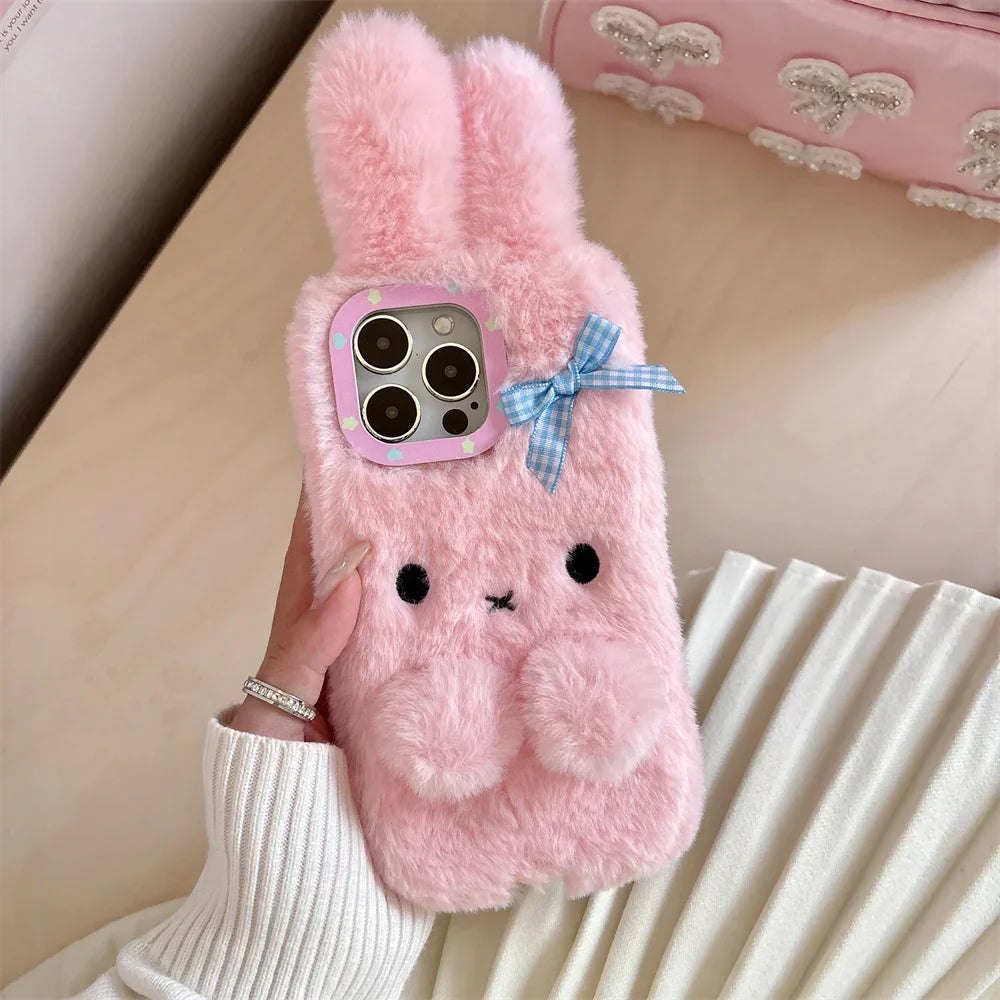 Coque iPhone en peluche lapin kawaii