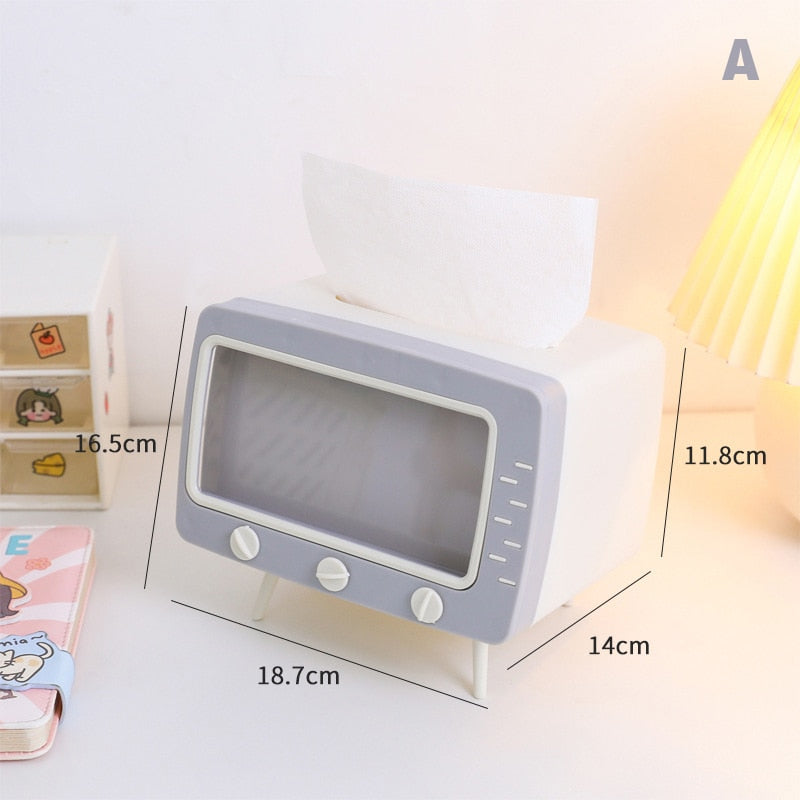 Boîte à mouchoirs et support de téléphone