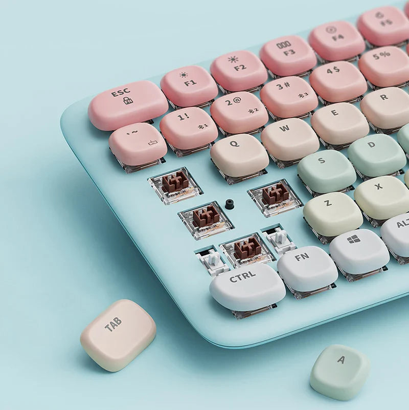 Clavier sans fil rose pastel et vert