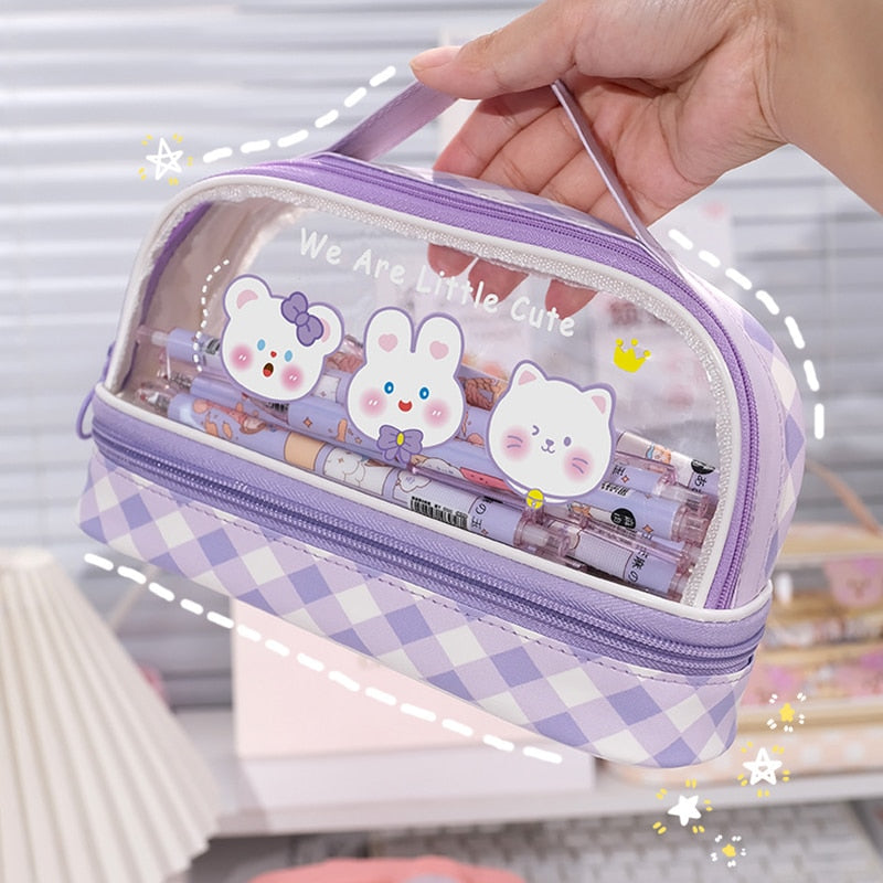Trousse transparente à motifs d'animaux mignons