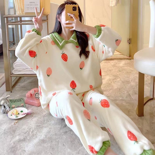 Pyjama d'hiver à imprimé fraise