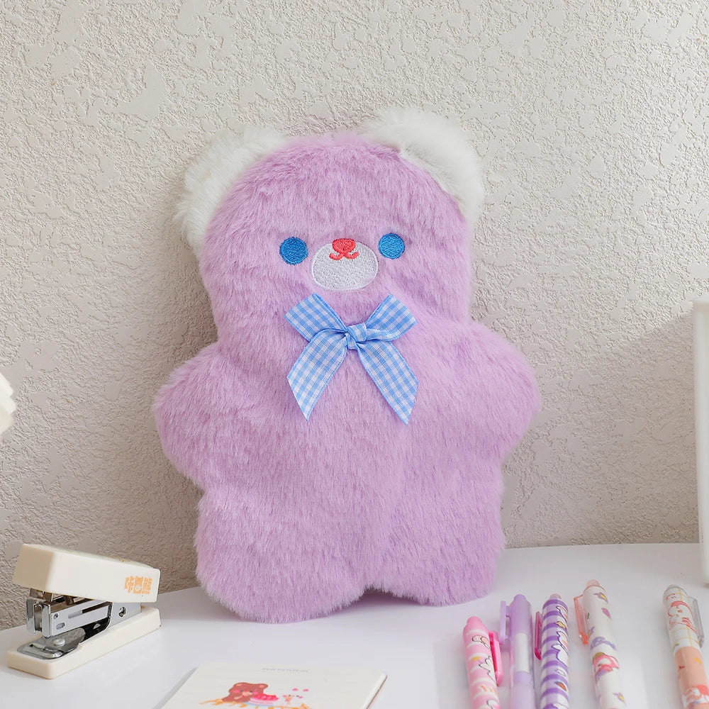 Estuche para lápices de oso de peluche en tonos pastel