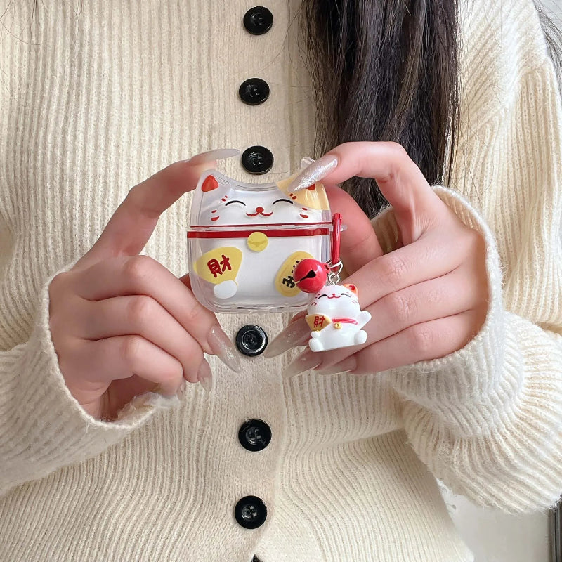 Kawaii Lucky Cat Wireless Earbuds Case