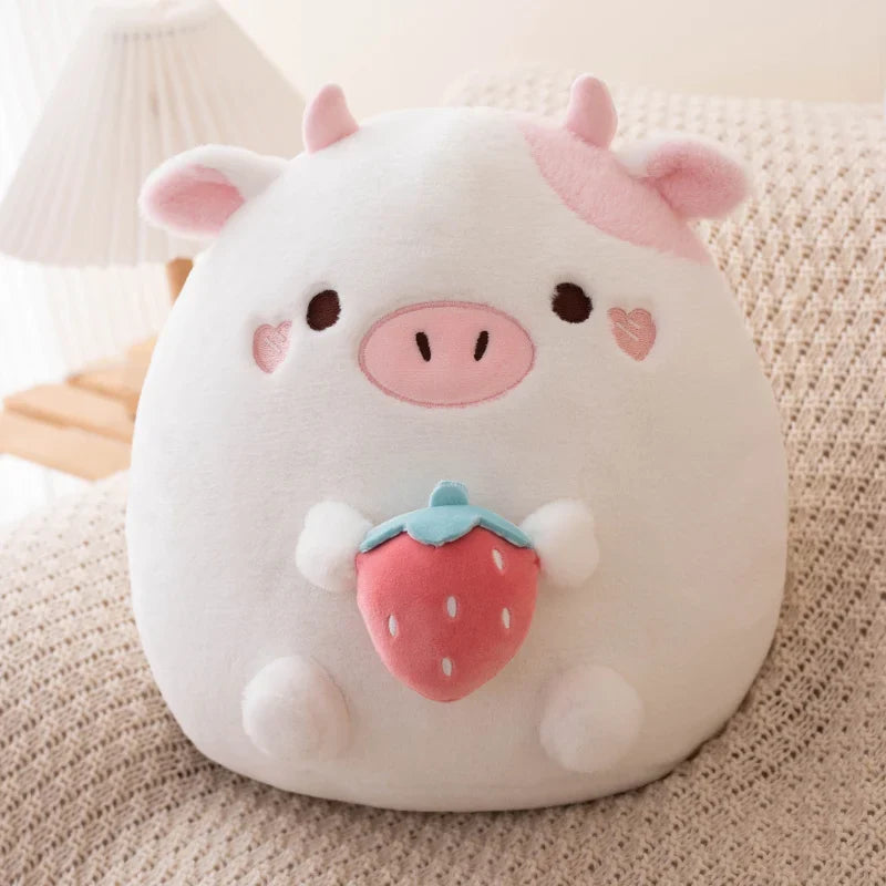 Peluches Vache Fraise et Chat Popcorn