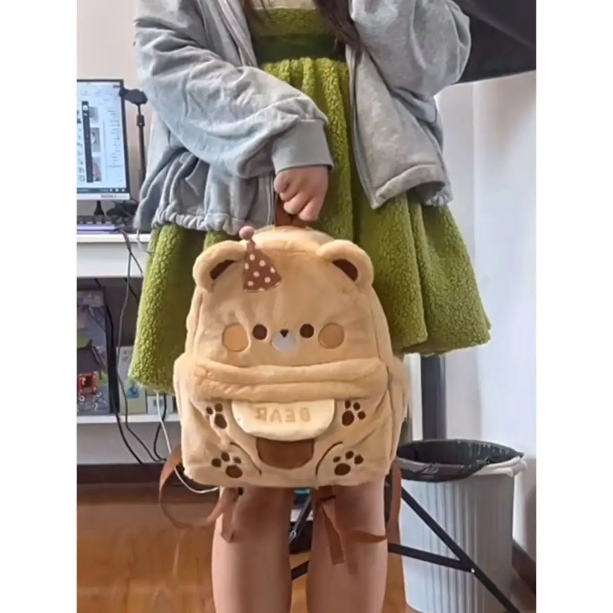 Sac à dos en peluche ours brun