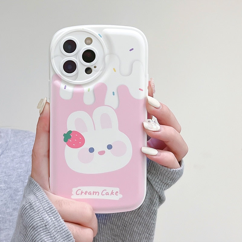 Coque iPhone lapin en glace à la fraise