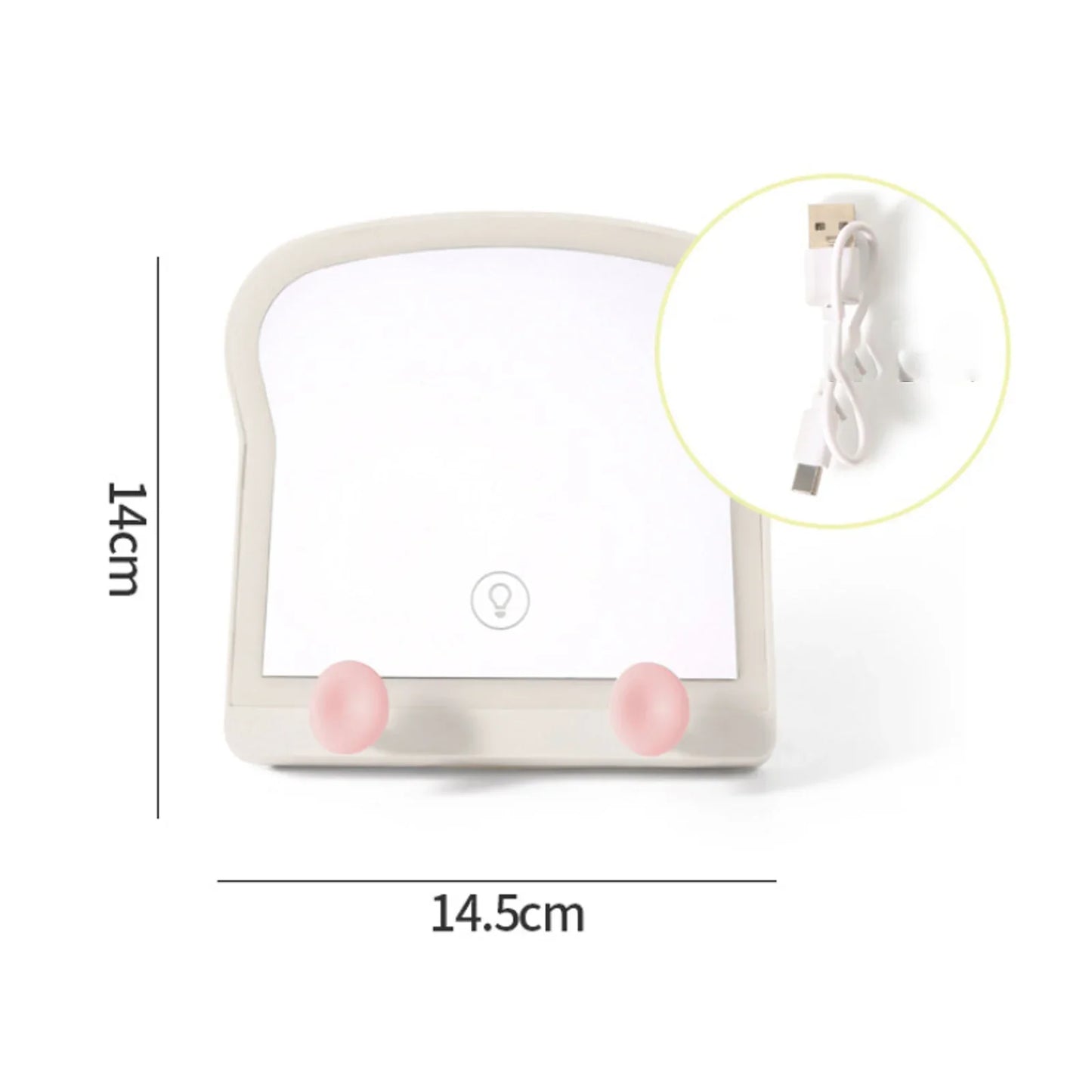 Miroir de maquillage LED Kawaii Toast