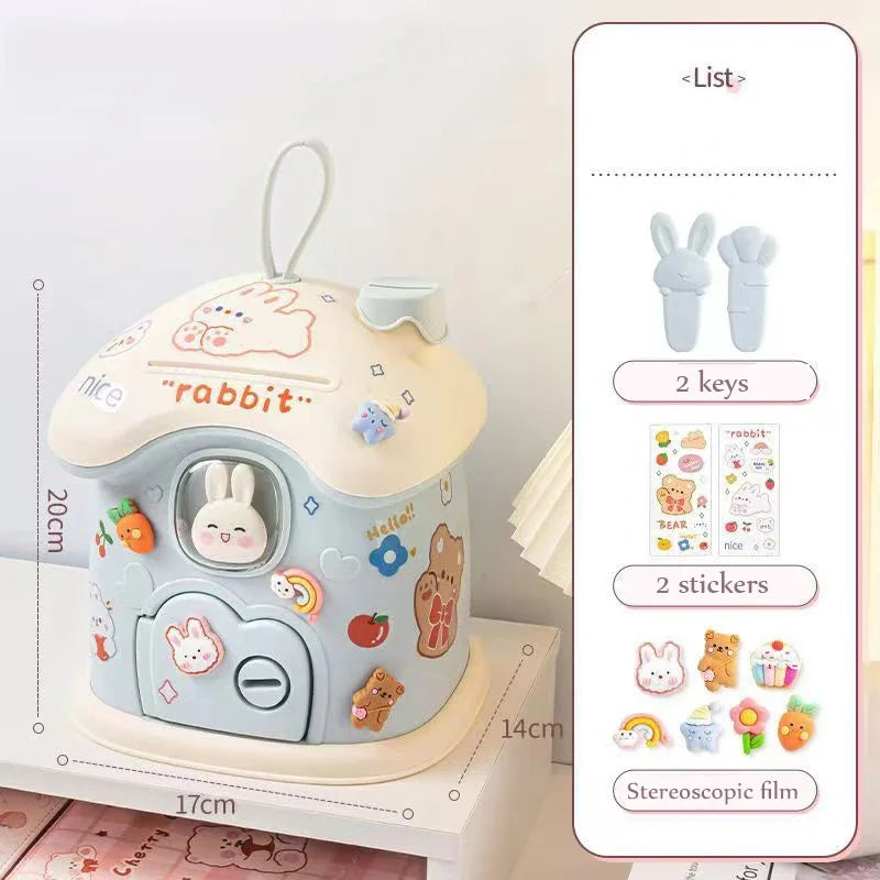 Cute Bunny House Coin Bank