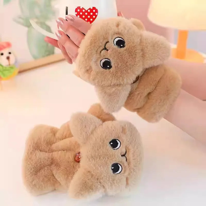 Mitaines en peluche chat kawaii