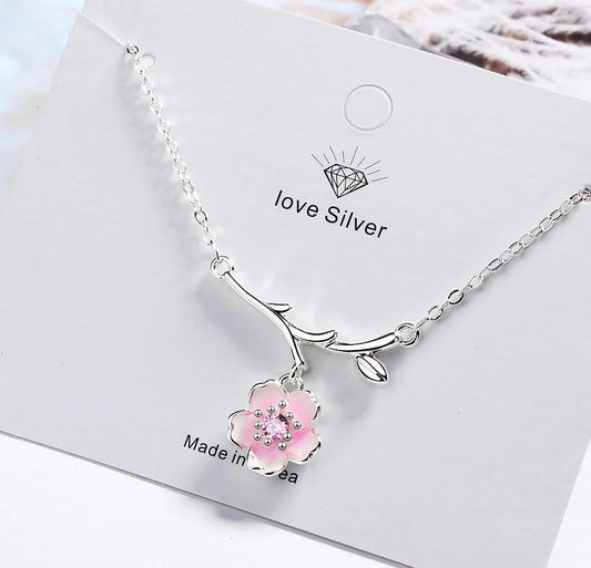 Collier Fleur de Cerisier Rose