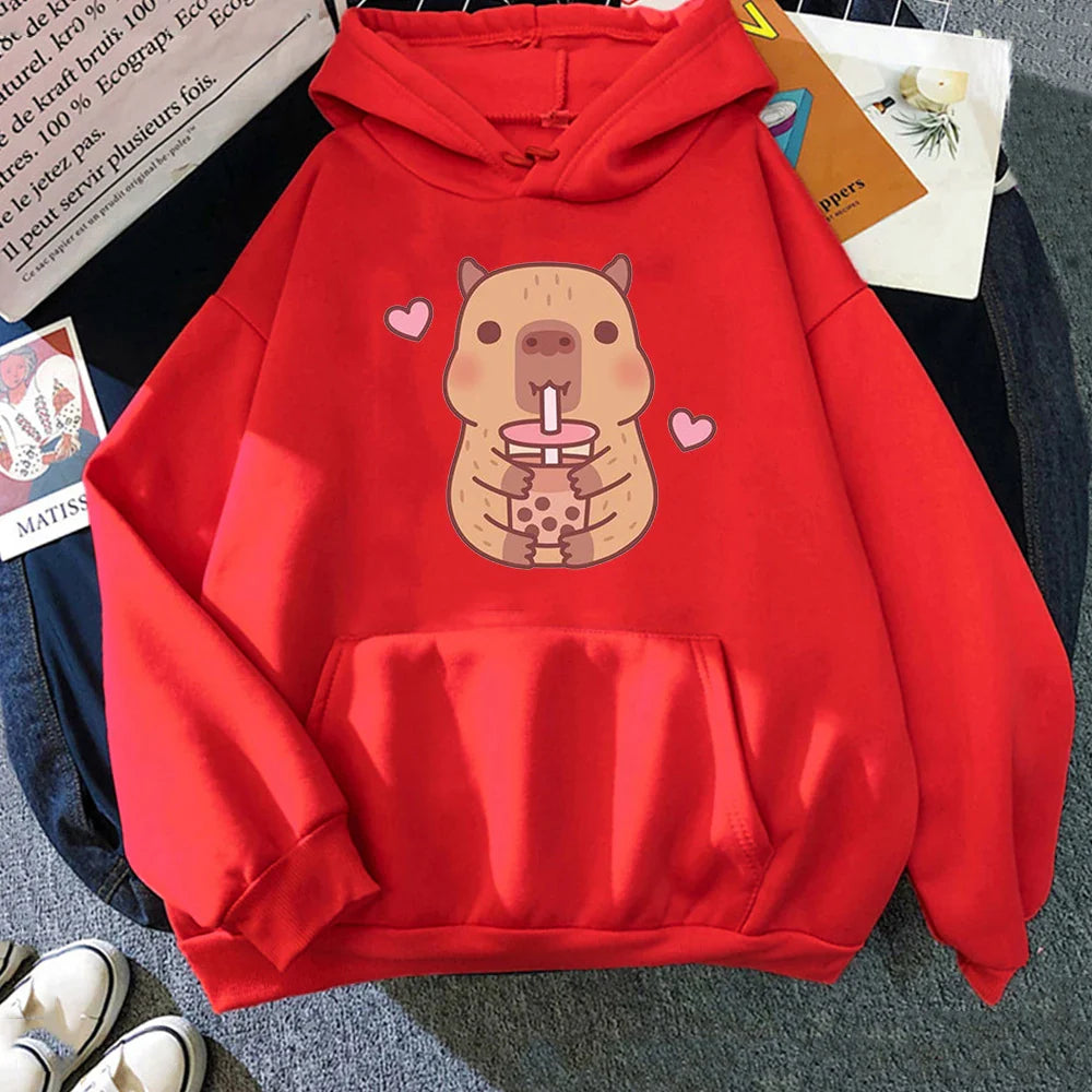 Capybara Hearts Boba Tea Hoodie