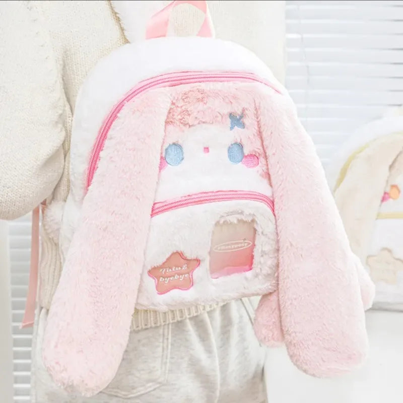 Mochila de conejito de peluche kawaii
