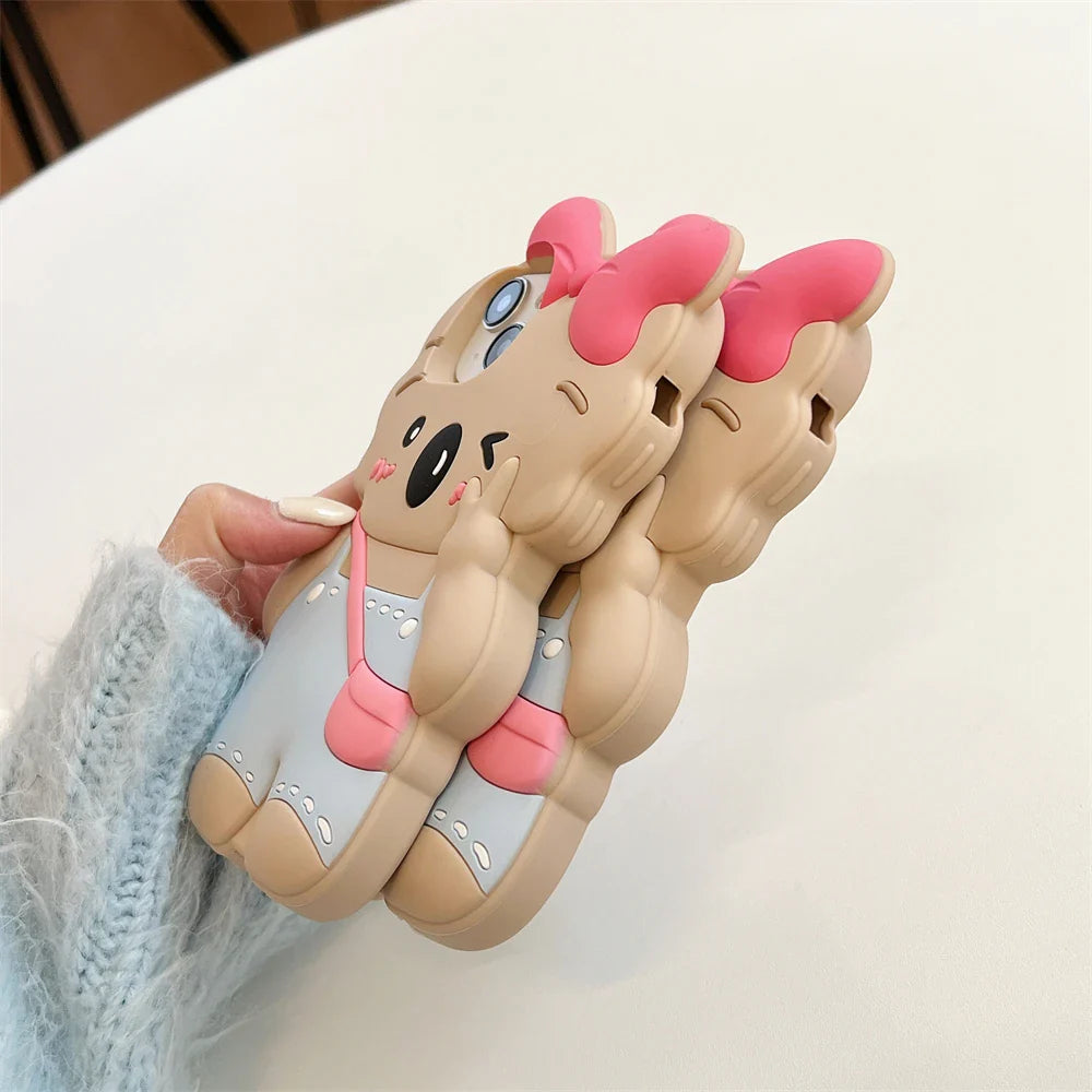 Coque iPhone Koala à nœud rose
