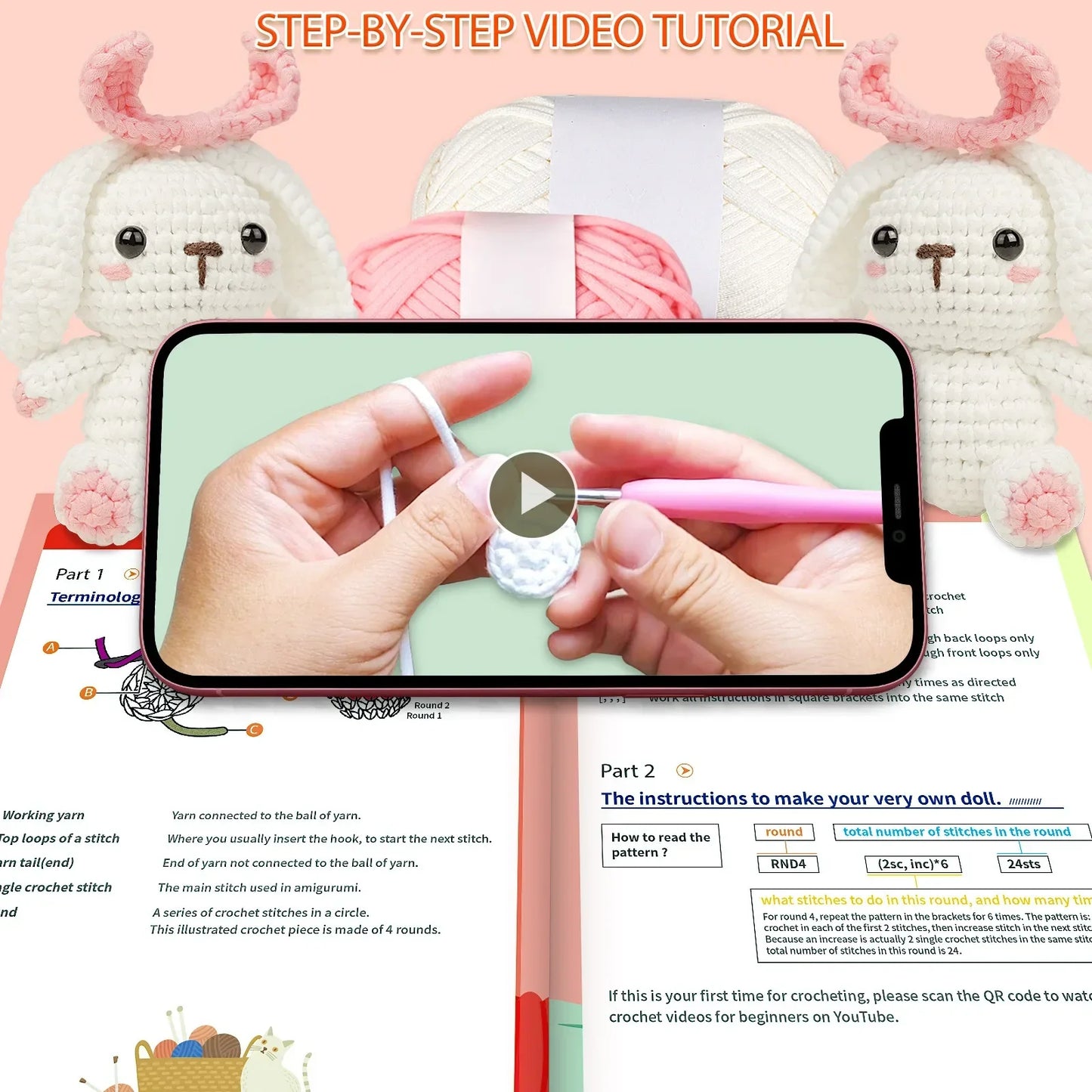 Sweet Bunny – Kit de crochet kawaii pour débutants