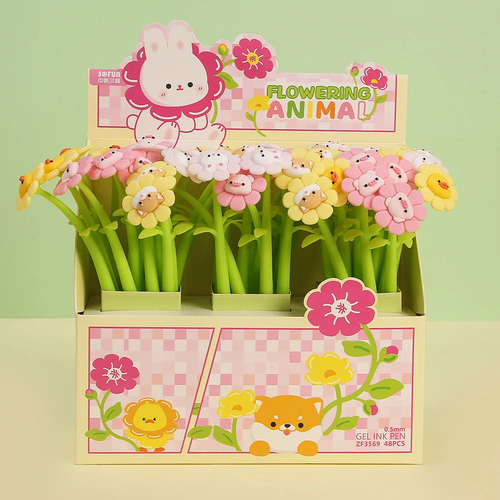 Stylos animaux et fleurs