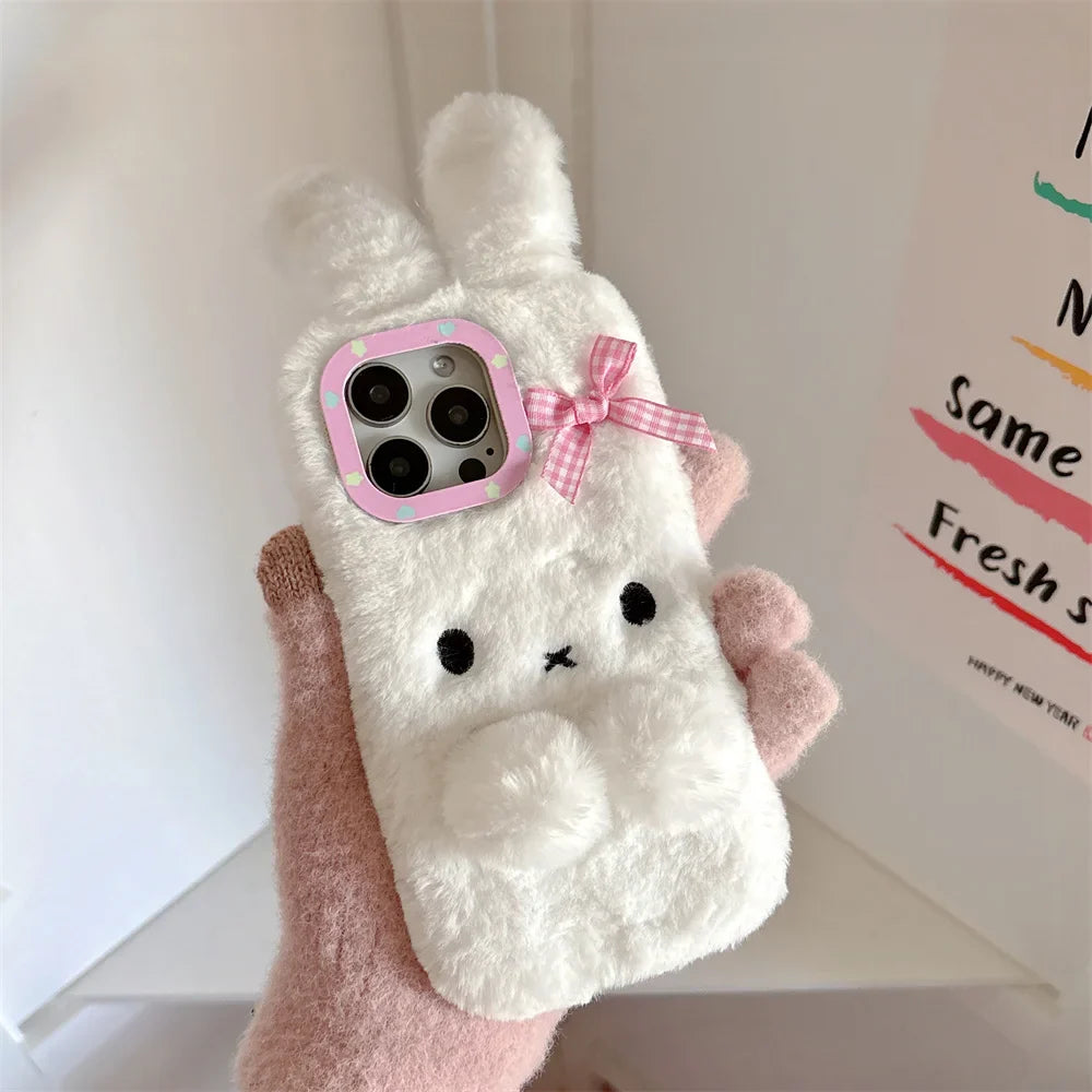 Coque iPhone en peluche lapin kawaii