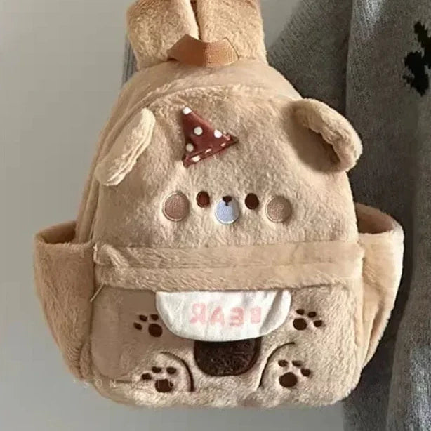 Sac à dos en peluche ours brun