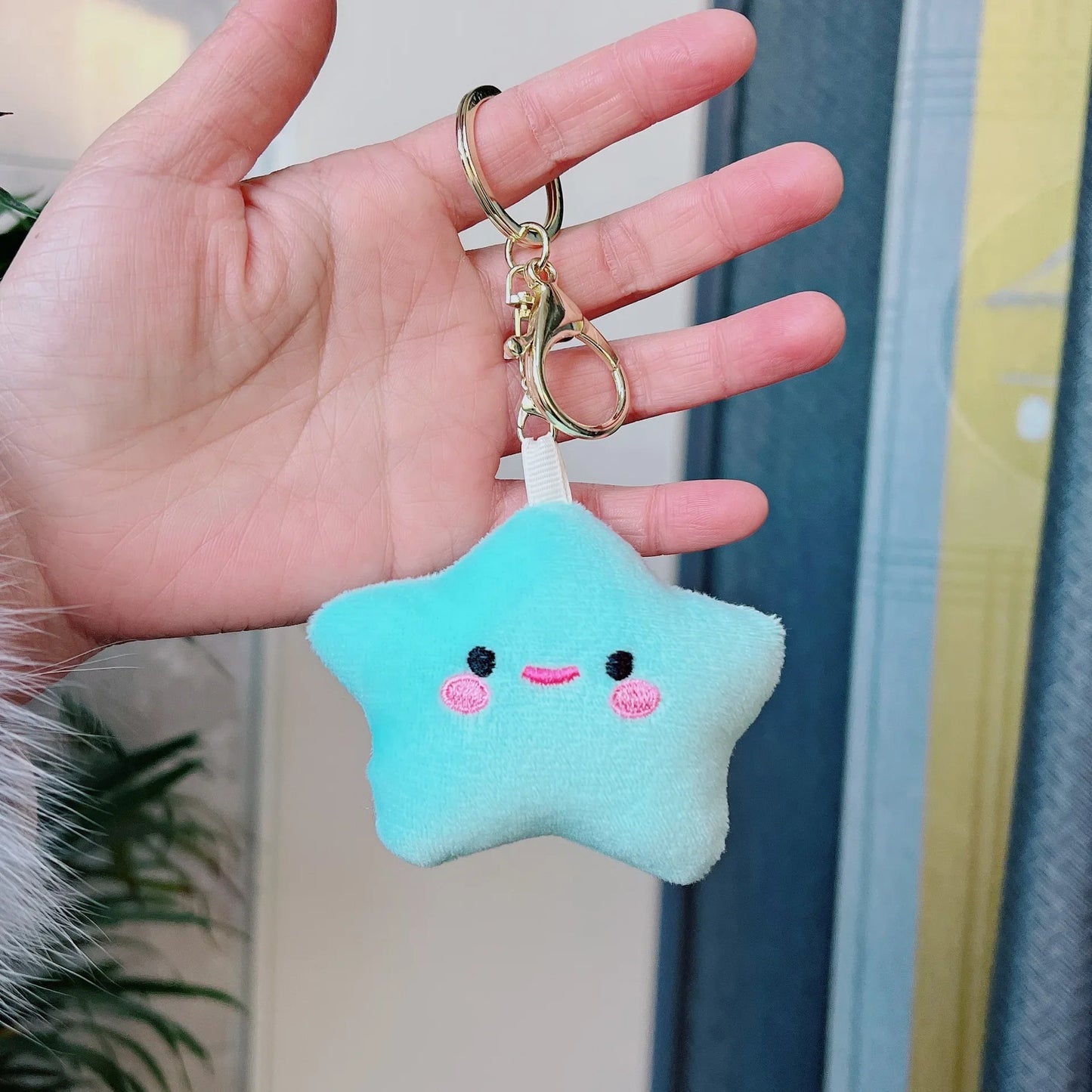 Porte-clés pendentif en peluche étoile kawaii