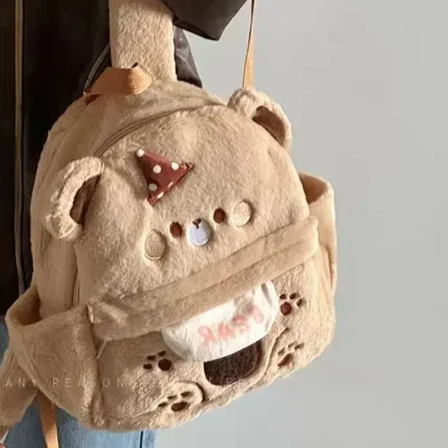 Sac à dos en peluche ours brun