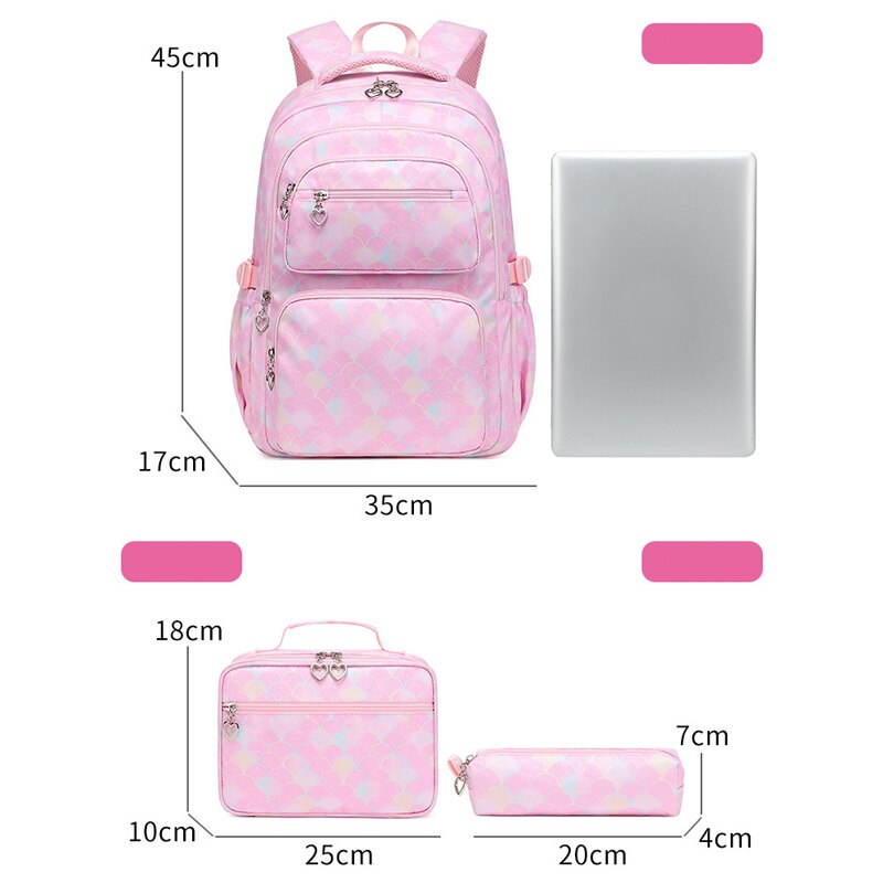 Sac à dos sirène 3 pièces/ensemble