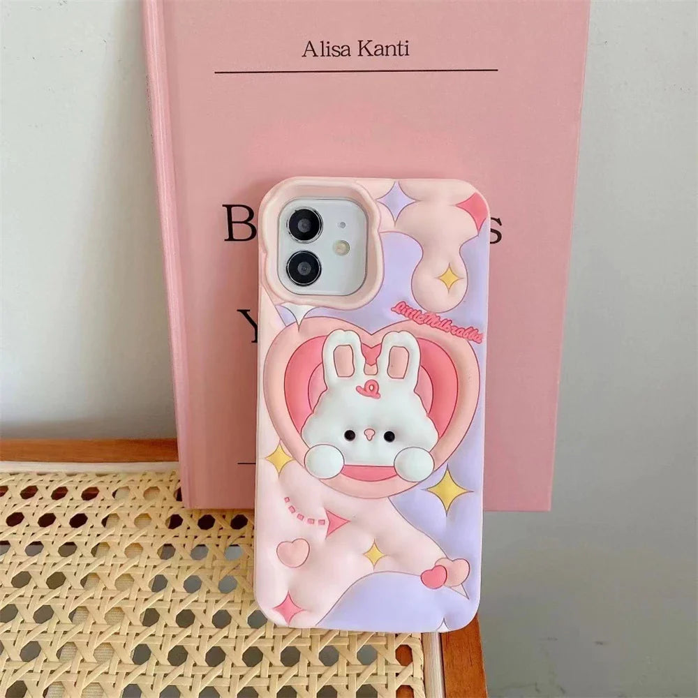 Pink Heart Bunny iPhone Case