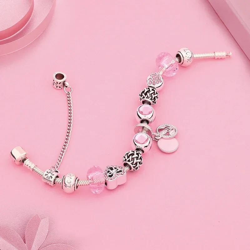 Bracelets à breloques roses Kawaii