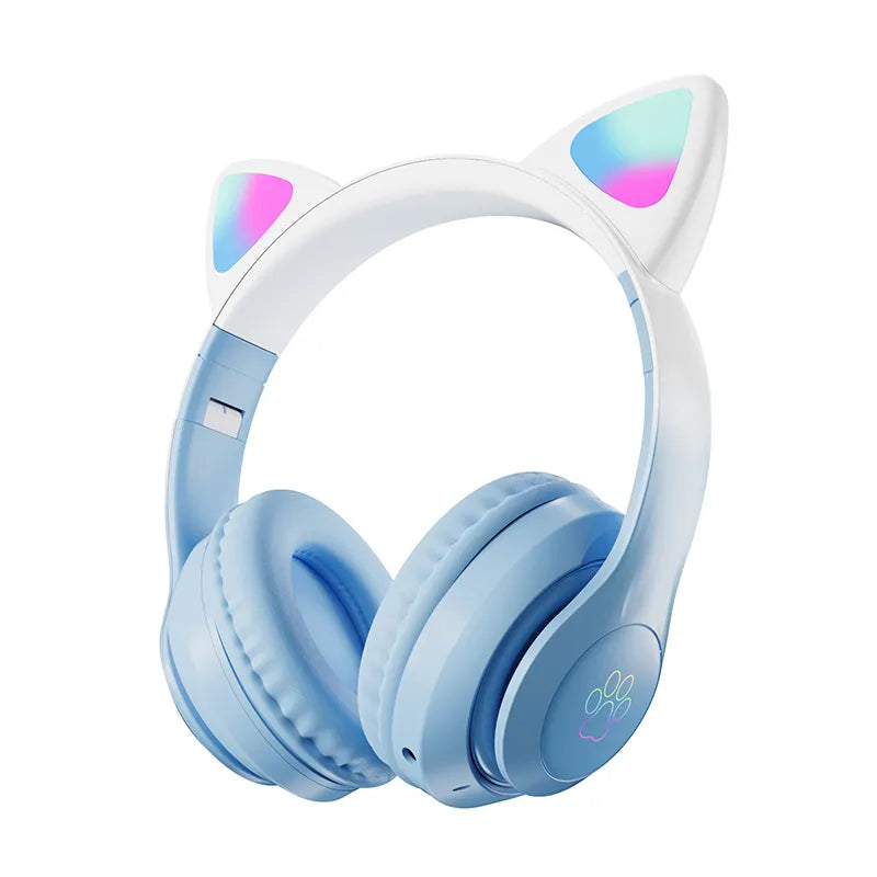 Casque de jeu à oreilles de chat avec lumières LED