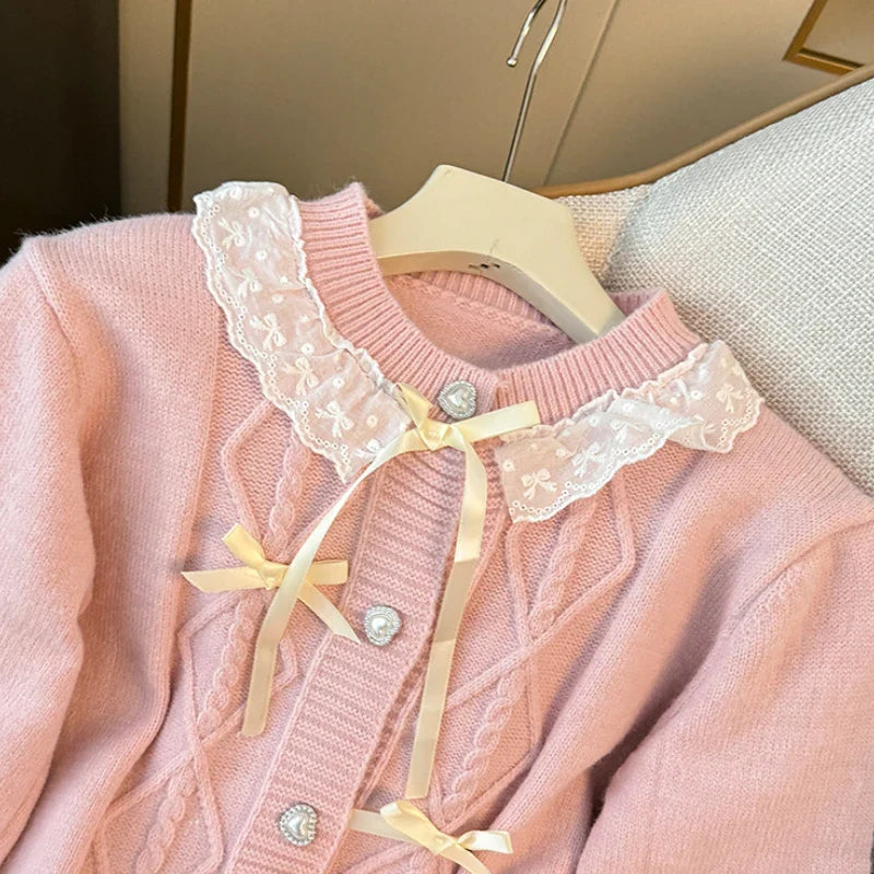 Cute Lace Collar Pastel Cardigans
