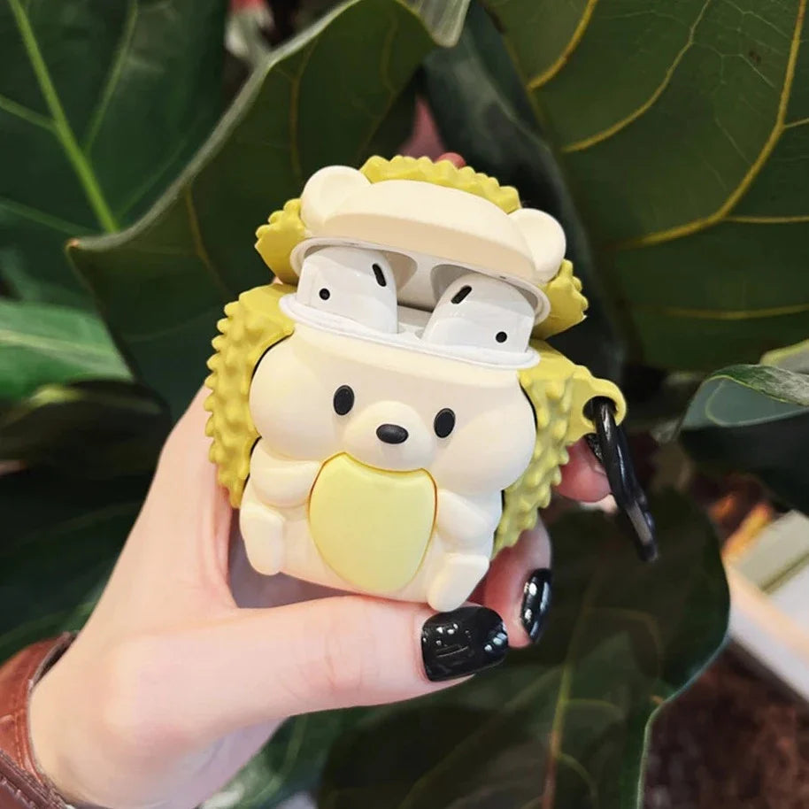 Estuche para Airpods con diseño de erizo de durian