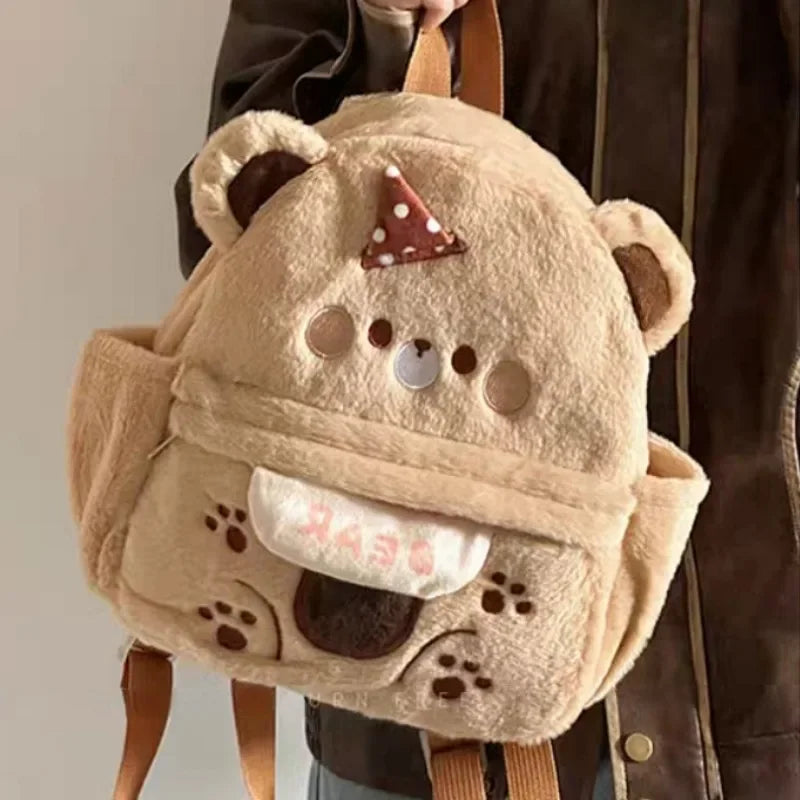 Sac à dos en peluche ours brun