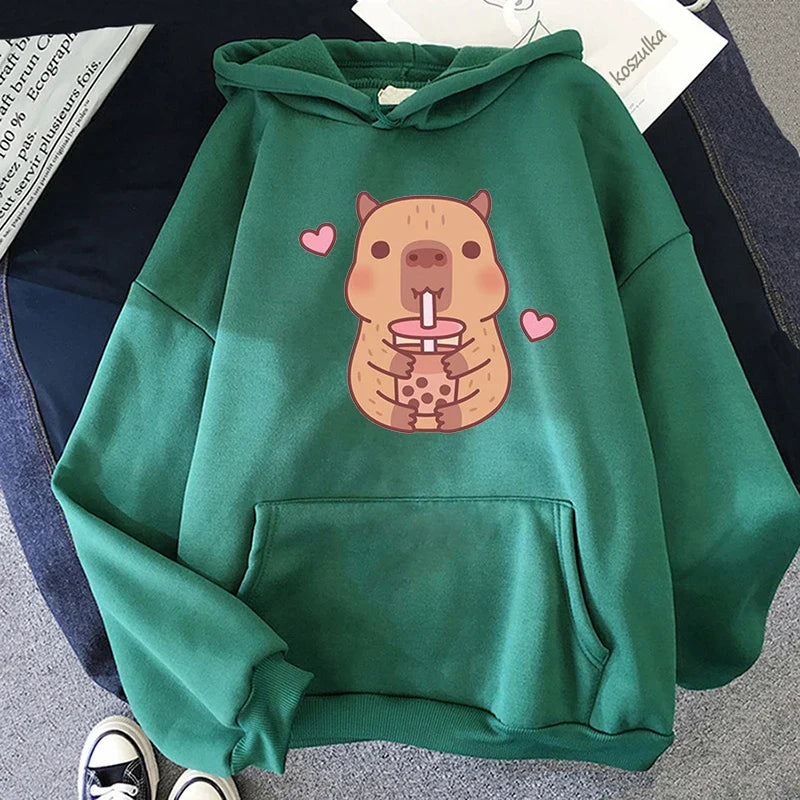 Capybara Hearts Boba Tea Hoodie