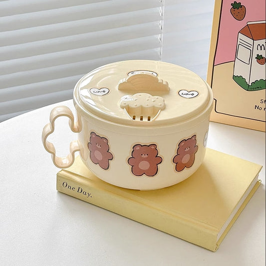 Bol à ramen Teddy Bear avec couvercle