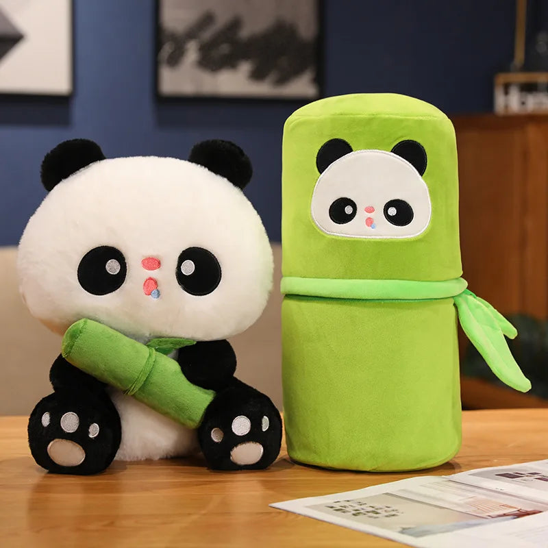 Peluches panda en bambou