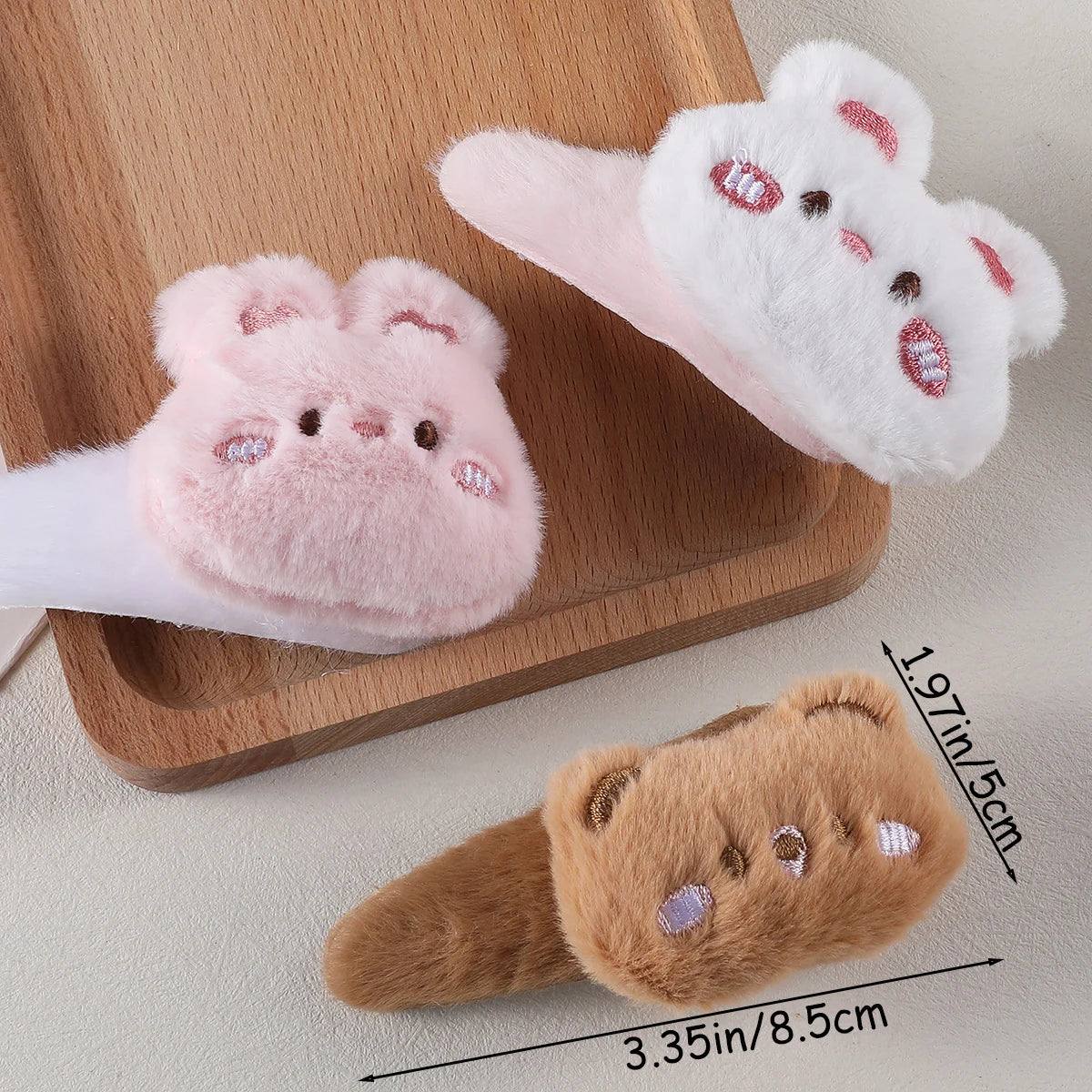 Pinces à cheveux en peluche lapin et ours