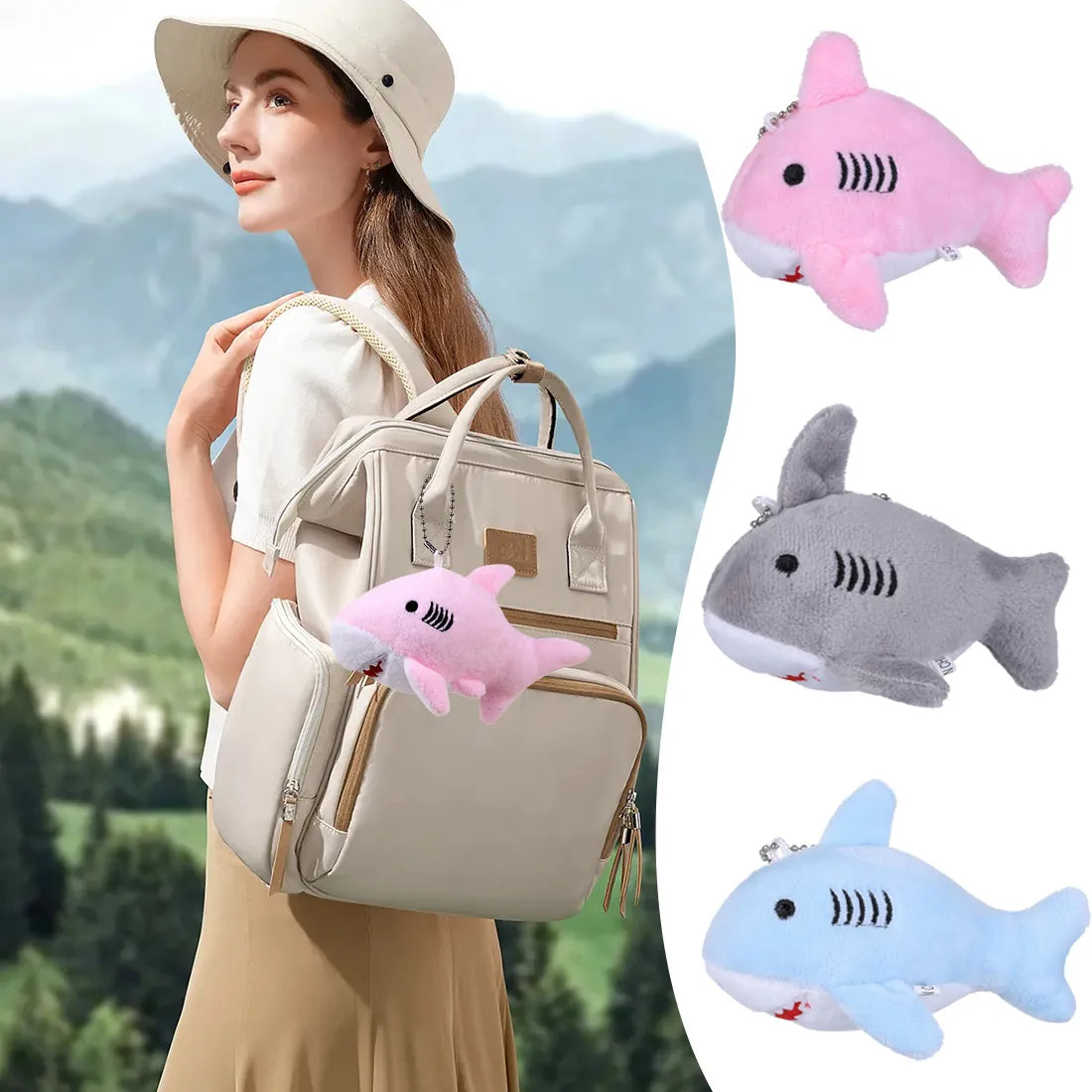 Porte-clés en peluche requin