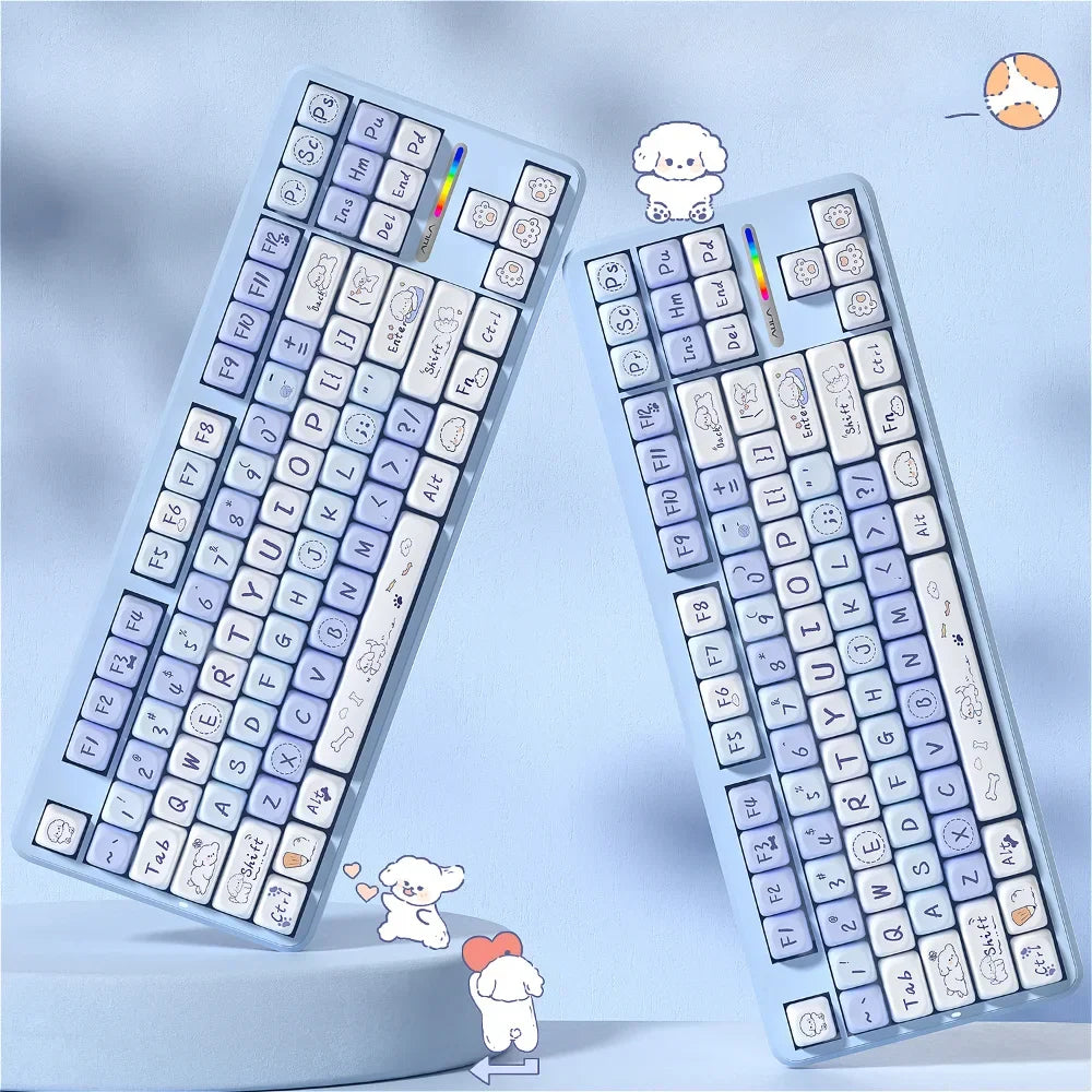 Juego de teclas con forma de cachorro juguetón kawaii