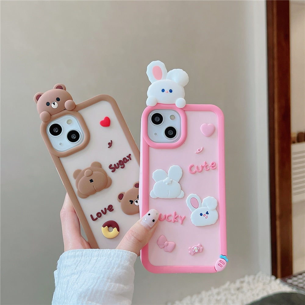 Fundas para iPhone con diseño de conejito y oso